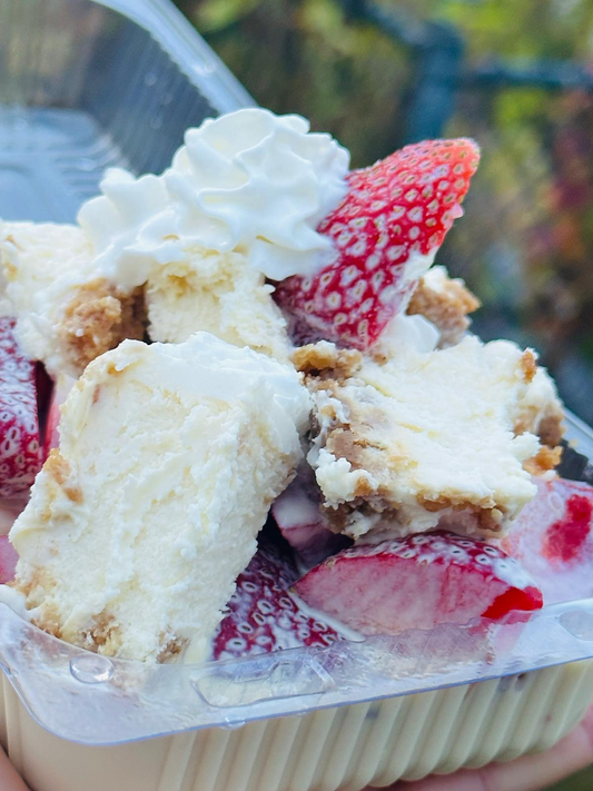 Strawberries & cream topped with cheesecake